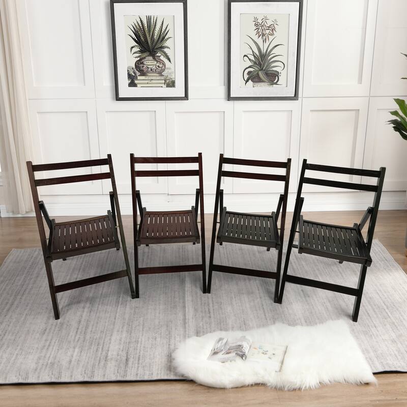 4 Piece Wooden Outdoor Foldable Chair Set, Waterproof, Anti-uv for Patios, Balconies & Gardens - Multi