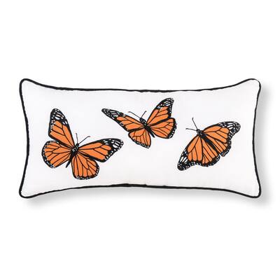 10" x 20" Monarch Buttery Trio Embroidered Throw Pillow