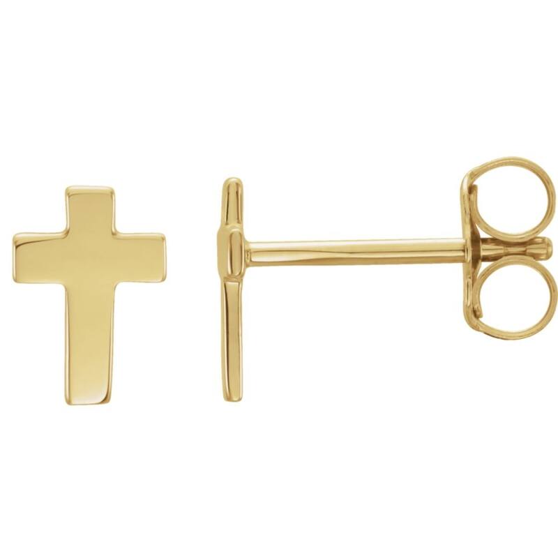 Curata 14k Yellow Gold 7x5mm Polished Cross Post Earrings