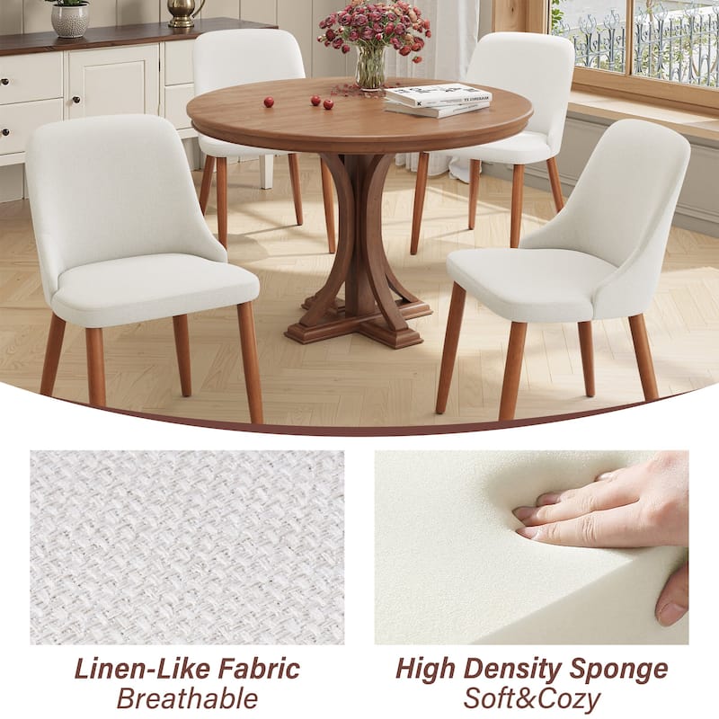 Modern Dining Chair Upholstered Accent Chairs with Solid Wood Legs