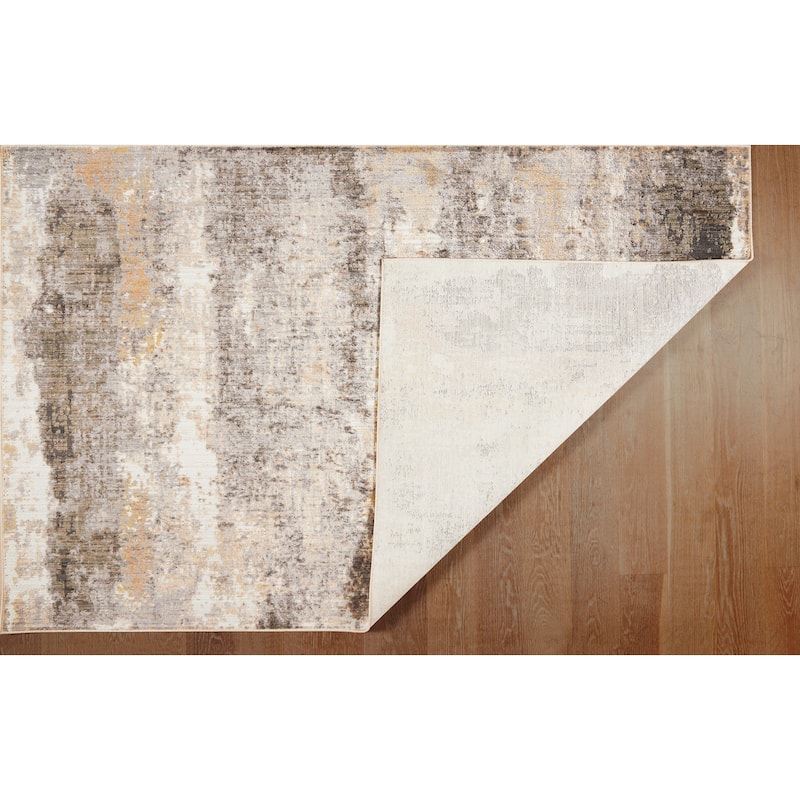 Terra by Obeetee Sahara Brushstrokes Gray Rug