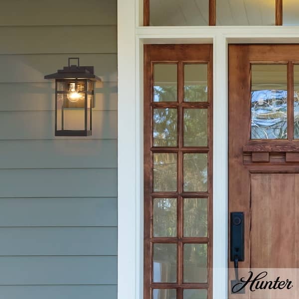 slide 2 of 30, Hunter Yancy House Outdoor Wall Light - Front Porch, Patio, Garage - Mission, Transitional - Resists Corrosion! 14" - Matte Black
