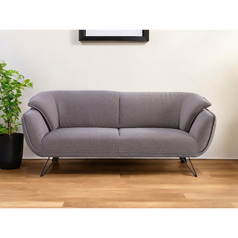 HomeRoots 78" Gray Linen Sofa With Black Legs - 78