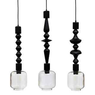 Harp & Finial Fairfax Chandelier - Matte Black Finish on Wood - Matte Black