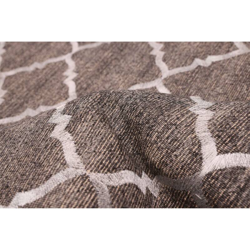 ECARPETGALLERY Flat-Weave Marrakech Dark Grey Wool Kilim - 5'0 x 7'9