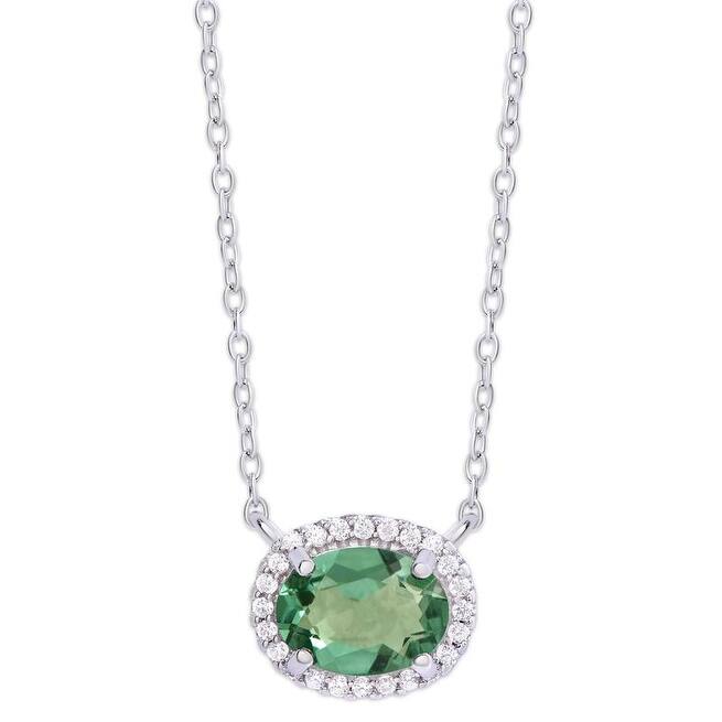 Victoria Townsend .925 Sterling Silver Green Quartz Halo Necklace