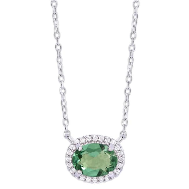 Victoria Townsend .925 Sterling Silver Green Quartz Halo Necklace