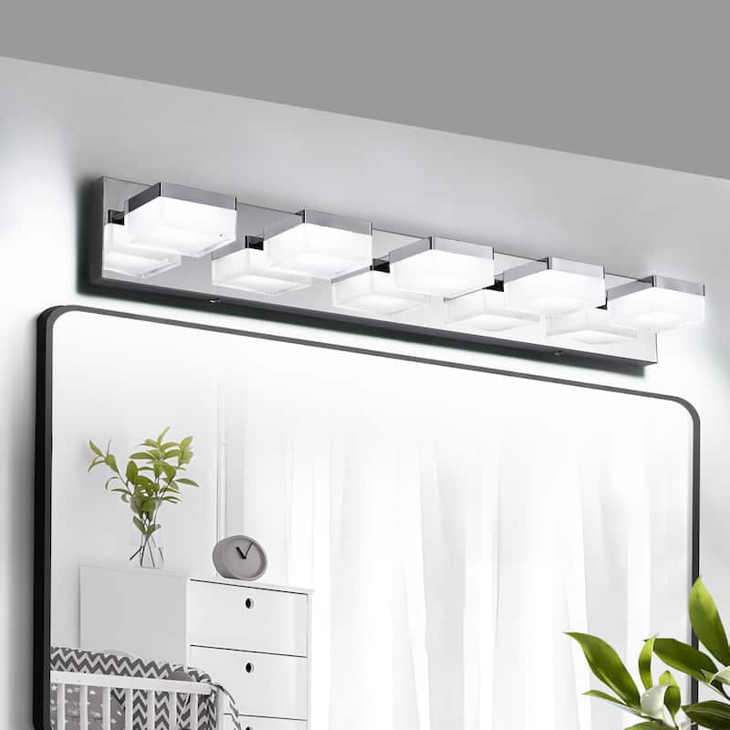 Modern LED Vanity Light, 5-Lights Wall Sconce for Bathroom and Mirror, Sleek Minimalist Design, Energy-Efficient