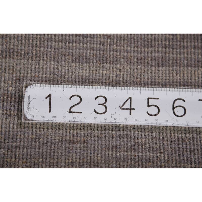 Modern Gabbeh Area Rug Hand-Knotted Grey Oriental Wool Carpet - 9'2" x 11'9"