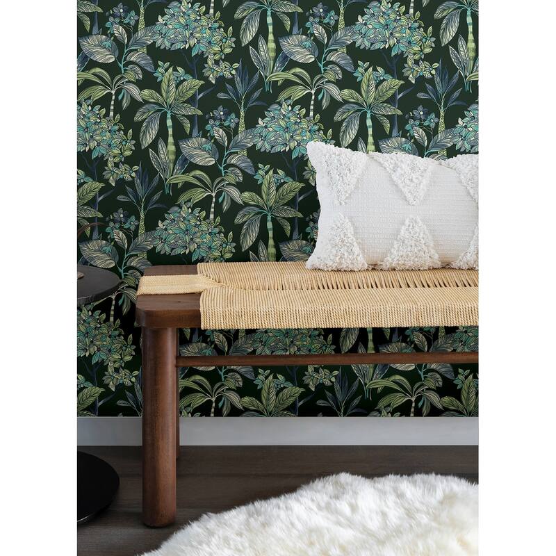 NuWallpaper Deep Green Panama Peel & Stick Vinyl Wallpaper - 216in x 20.5in x 0.025in