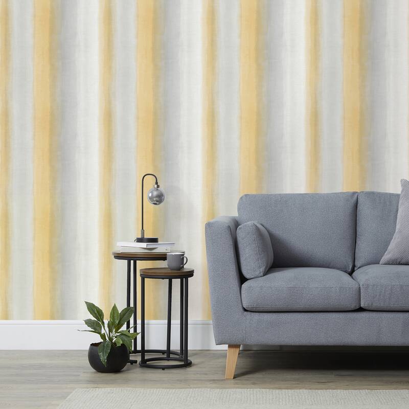 Fine Decor Freya Yellow Washed Stripe Wallpaper