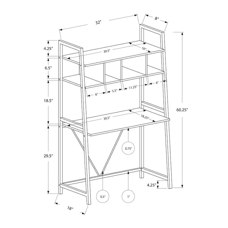 Modern Computer Desk with Storage - Home Office Desk, White Finish, Metal & Laminate Frame
