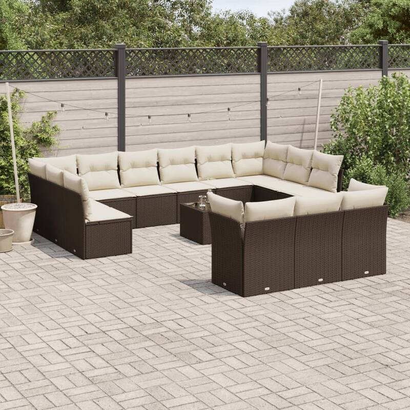 vidaXL Garden Sofa Set Brown, Cream White - 21.7 x 21.7 x 14.6