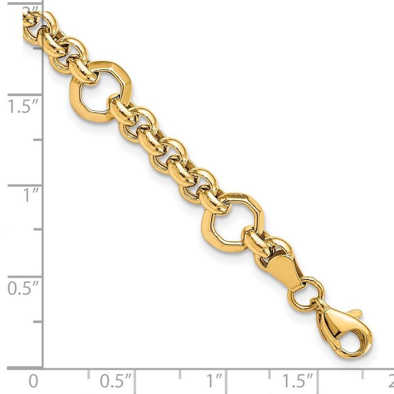 Curata 10k Yellow Gold 8.5mm Textured Section Link Bracelet 7.5 Inch