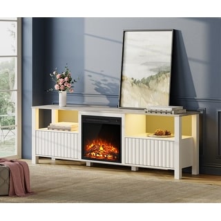 White 75 inch tv sales stand with fireplace