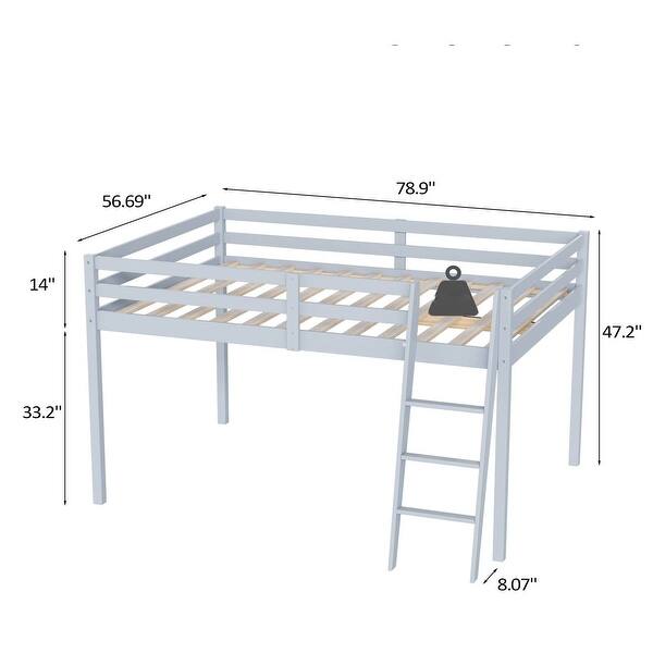 dimension image slide 6 of 9, Espresso Wood Junior Loft Bed with Stairs for Adults, Kids and Young Teens