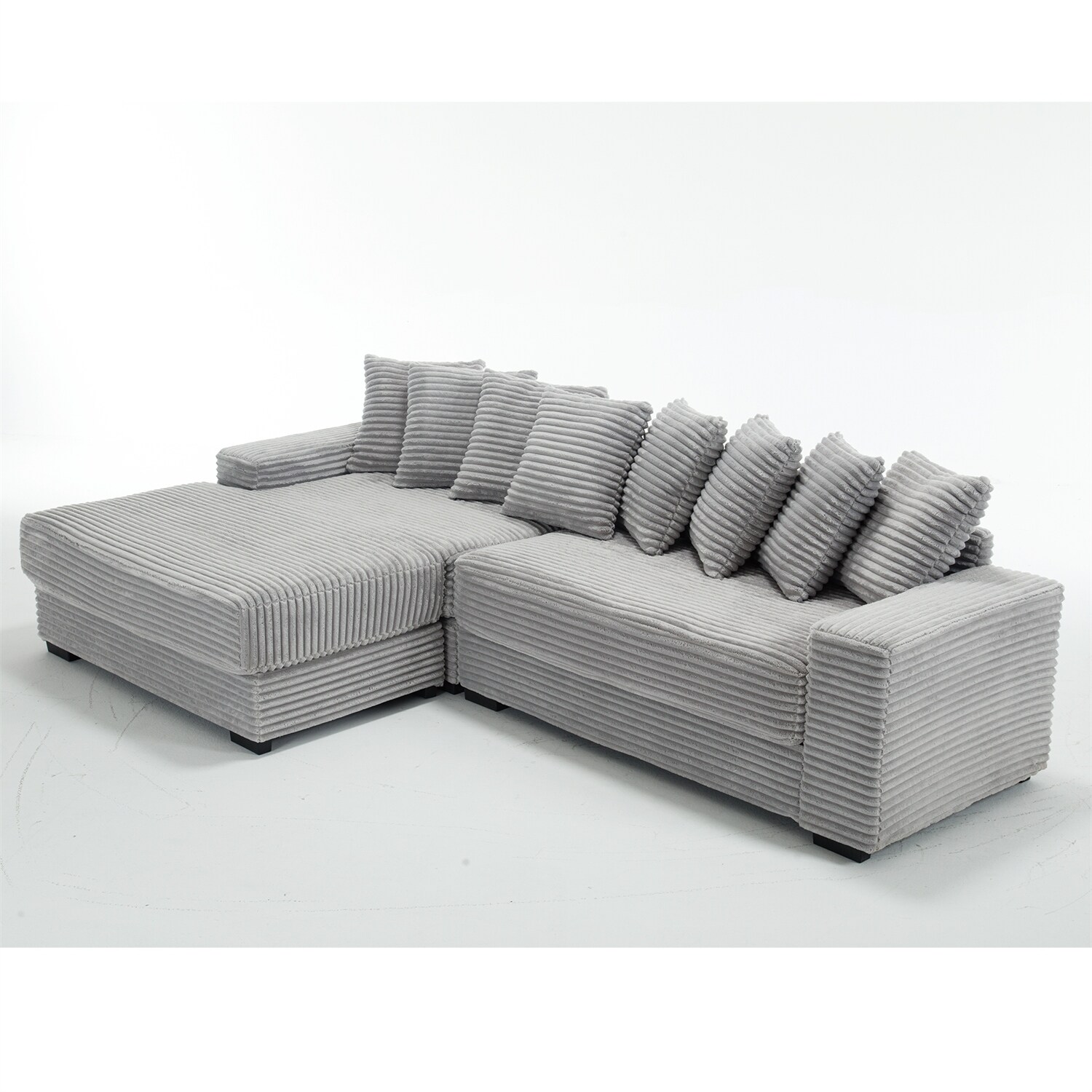Oversized Two-Piece Couches, L-Shaped Sofa, Chaise Daybed w/ Armrests