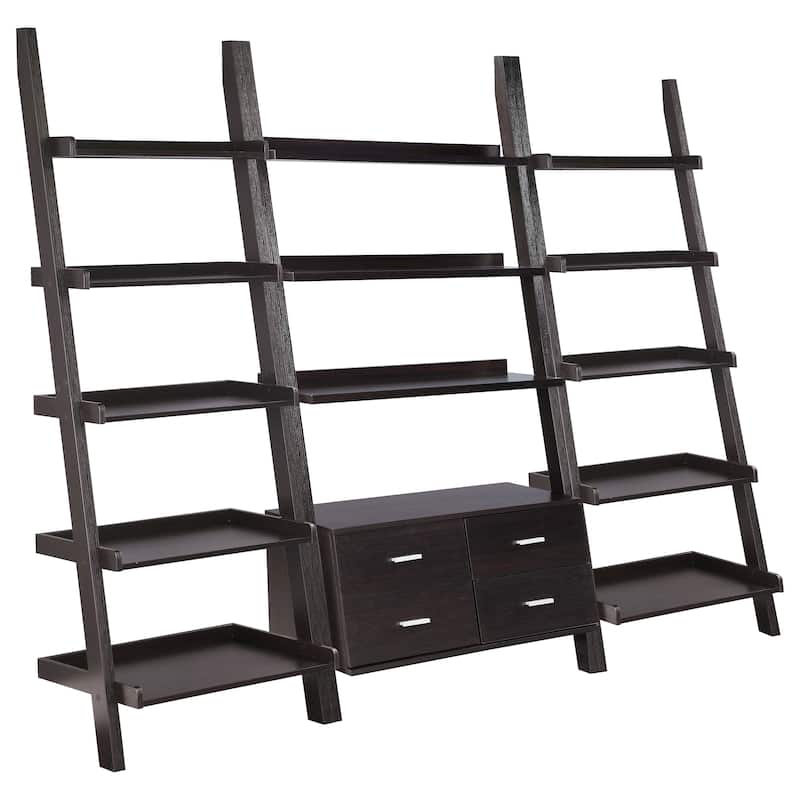 Colella 3-piece Storage Ladder Bookshelf Set Cappuccino - 33.50" x 16.50" x 72.00" - Cappuccino Finish - Cappuccino