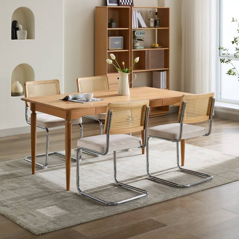 31.9''H Velvet Rattan Dining Chairs Set of 2 - N/A