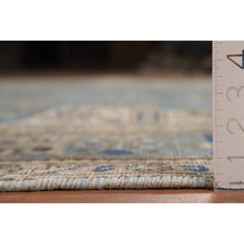 Tabriz Persian Area Rug Handmade Geometric Blue Wool Carpet - 8'0"x 11'0"