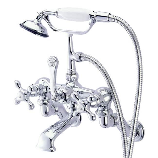 Elements Of Design Triple Handle Wall Mounted Clawfoot Tub Filler with - Chrome