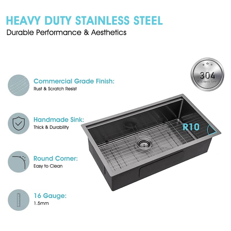 DORNBERG Workstation 32 inch Undermount Kitchen Sink With Accessories