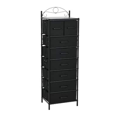 Storage Tower, 8 Drawer, Victorian Metal Frame and Neutral Color Drawers, Victoria Collection