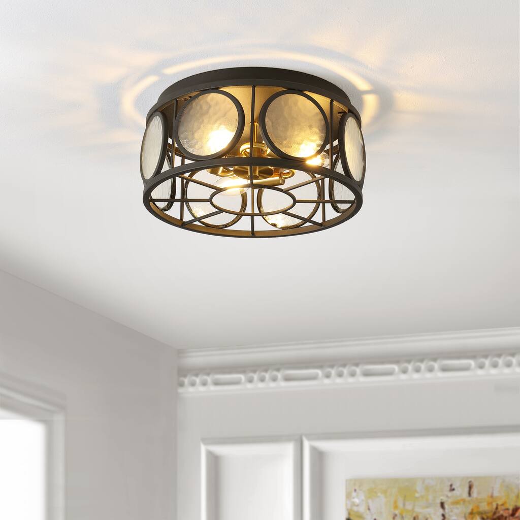 SAFAVIEH Lighting Hemma Flush Mount - 13" W x 13" D x 6" H - Black - 13Wx13Dx6H