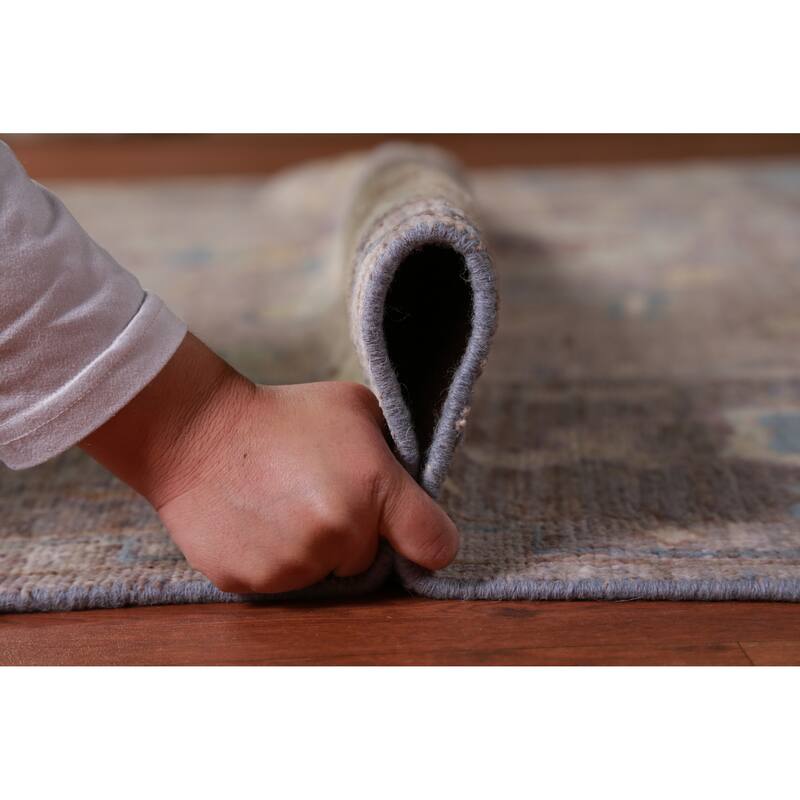 Hand Knotted Oriental 100% Wool Carpet Transitional All-Over Greys & Charcoal Oushak Area Rug - 9' 9'' X 8' 1''
