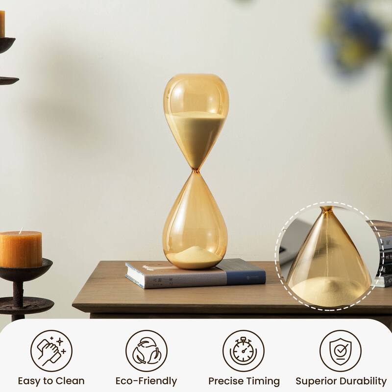 Glitzhome 13.5"H Double-layered Amber Hourglass with White Sand 30-Minute Sand Timers