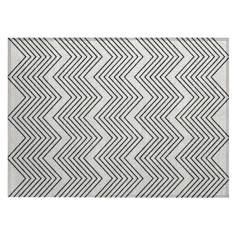 Machine Washable Indoor/ Outdoor Modern Chevron Chantille Rug