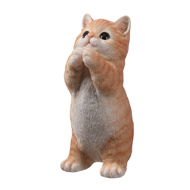 Praying Tabby Cat Outdoor Garden Statue - 6.75"