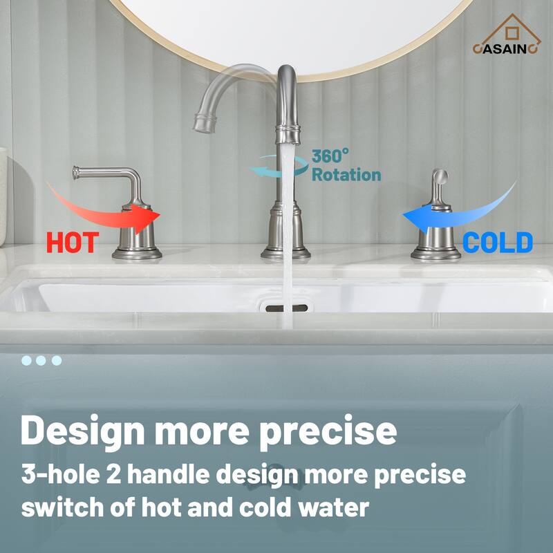 8 in. Widespread Double Handle Bathroom Faucet with Drain Kit Included