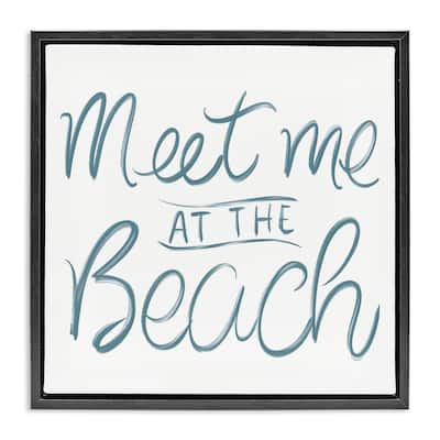 Stupell Minimal Meet At Beach Framed Floater Canvas Wall Art Design By SunDance Group