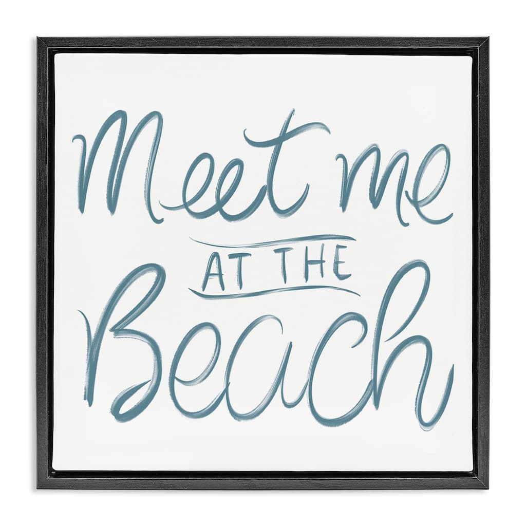 Stupell Minimal Meet At Beach Framed Floater Canvas Wall Art Design By SunDance Group