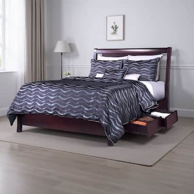 Fang Twin Storage Bed, 4 Drawers, Tropical Mahogany Wood, Espresso Brown