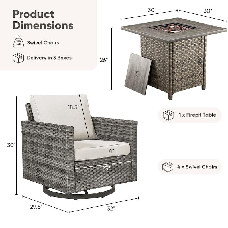 Outdoor Pocassy Glider Chairs Patio Chairs with Fire Table