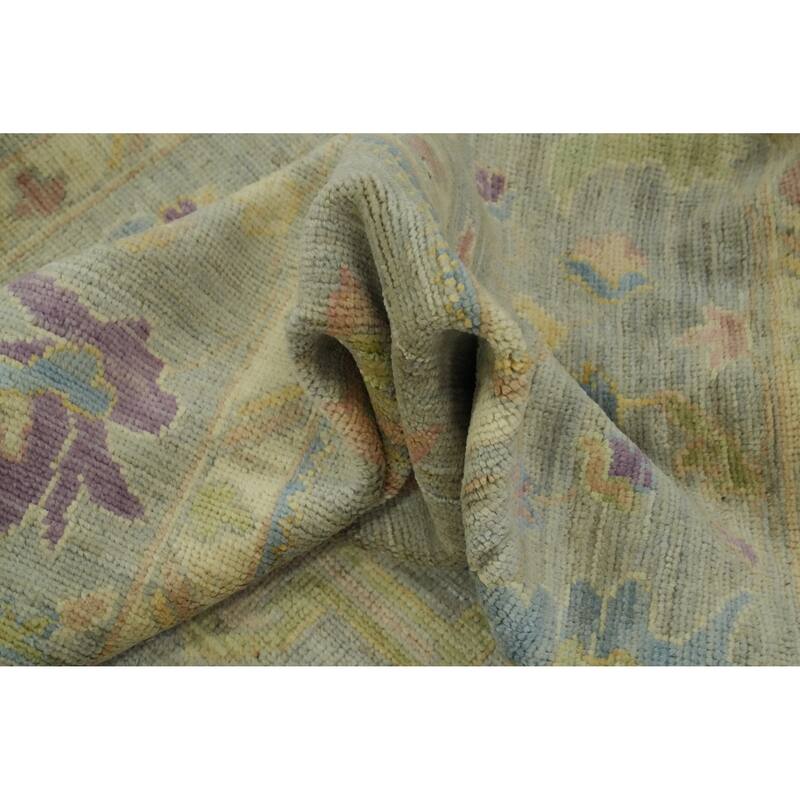 Hand Knotted Oriental 100% Wool Carpet Transitional All-Over Greys & Charcoal Oushak Area Rug - 14' 0'' X 10' 0''