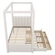 preview thumbnail 9 of 10, Traditional Modern Twin Size Upholstery Platform Bed with Storage Drawers,Extra Trundle Under-Bed,Bunk Bed with Canopy Roof
