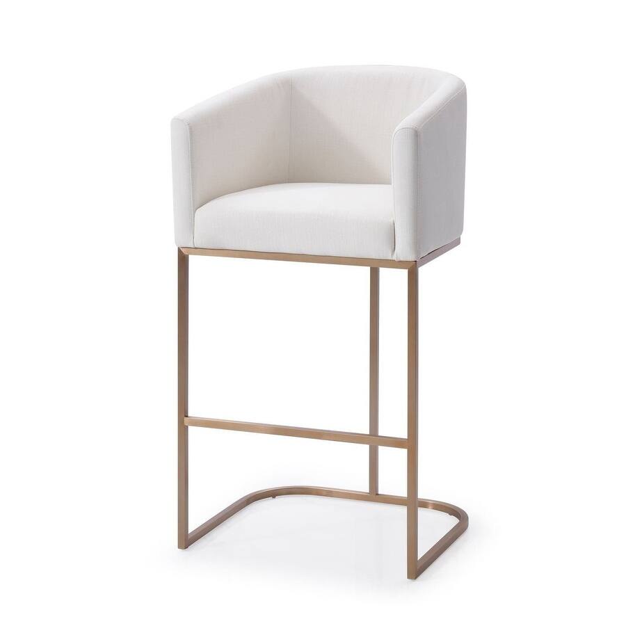 Modrest Felix Modern White Fabric & Brushed Bronze Bar Chair