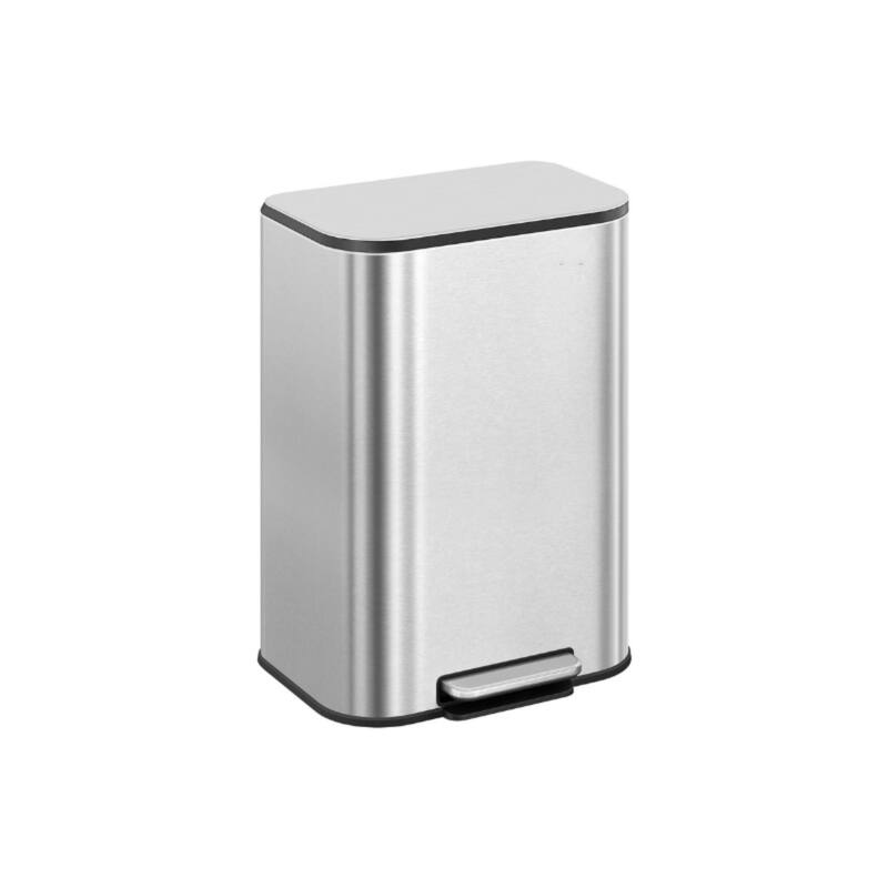 13-Gallon (50 L) Trash Can Can with Lid - Metallic Silver