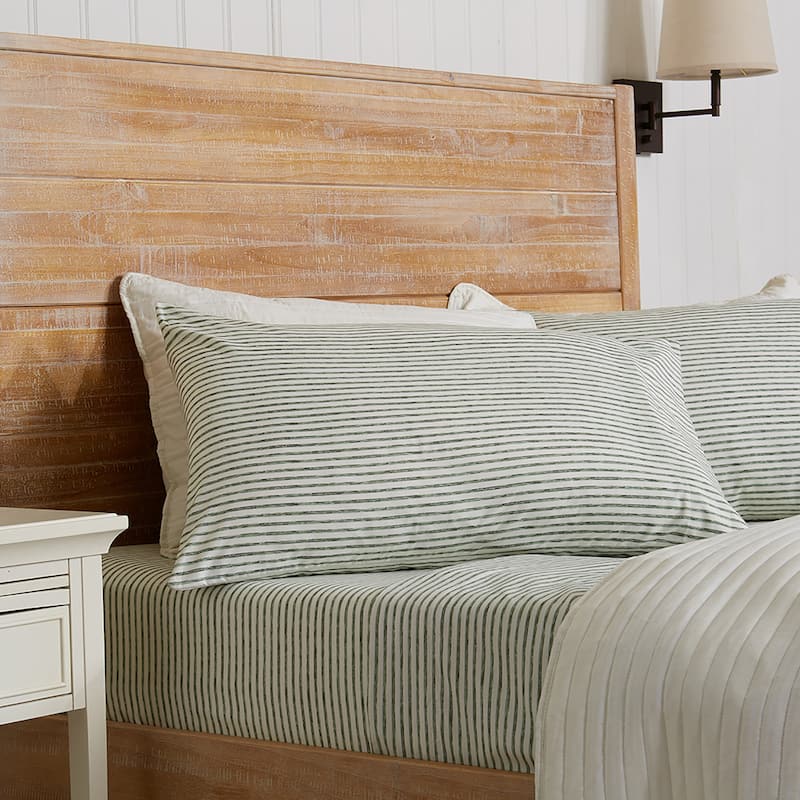 Premium Striped Microfiber Sheet Set - Full - Seafoam
