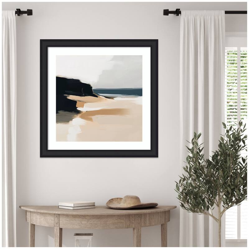 Kate and Laurel Framed Art Coastal Sand Modern Abstract Landscape I by The Creative Bunch Studio