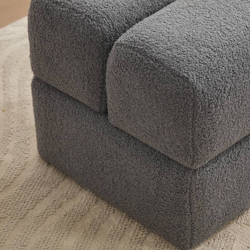SEYNAR Modern 16.5''Faux Sherpa Square Cube Otttoman