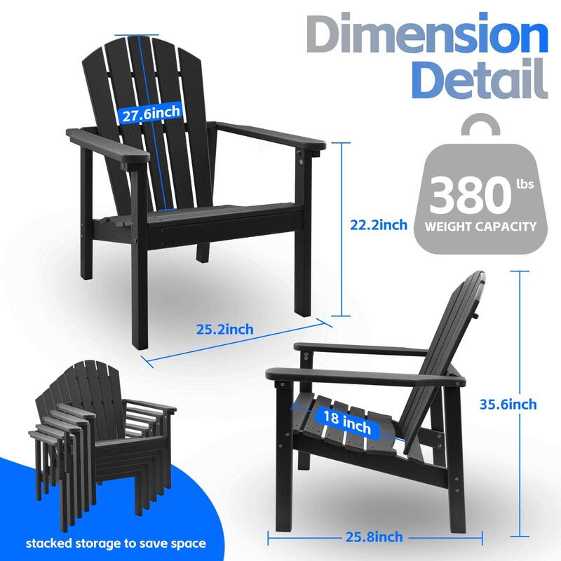 All Weather HDPE Stackable Adirondack Chair,Space-Saving Outdoor Patio Chair