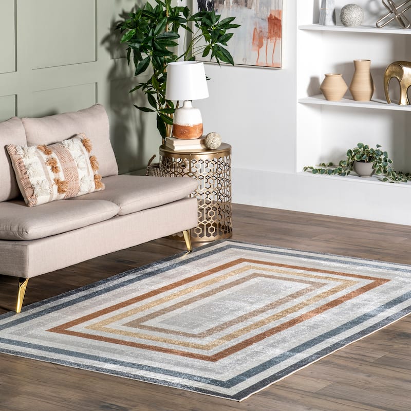 Nuloom Alienor SpinClean Striped Machine Washable Area Rug - 12' x 15' - Multicolor - Rectangle