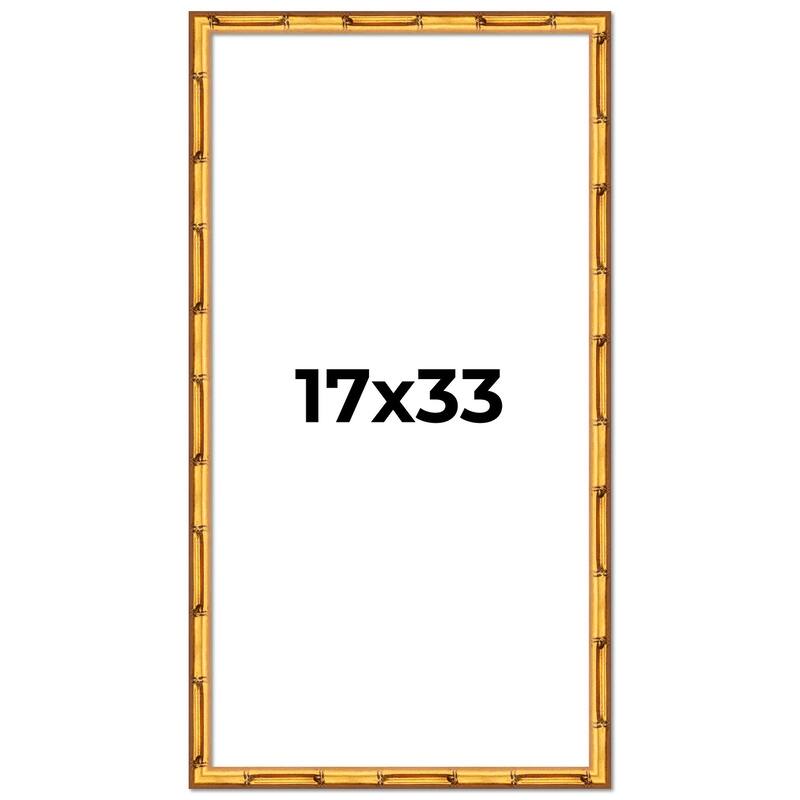 17x33 Frame Gold Bamboo Picture Frame Modern Photo Frame Includes UV Acrylic Shatter Guard Front Acid Free Foam Backing Board