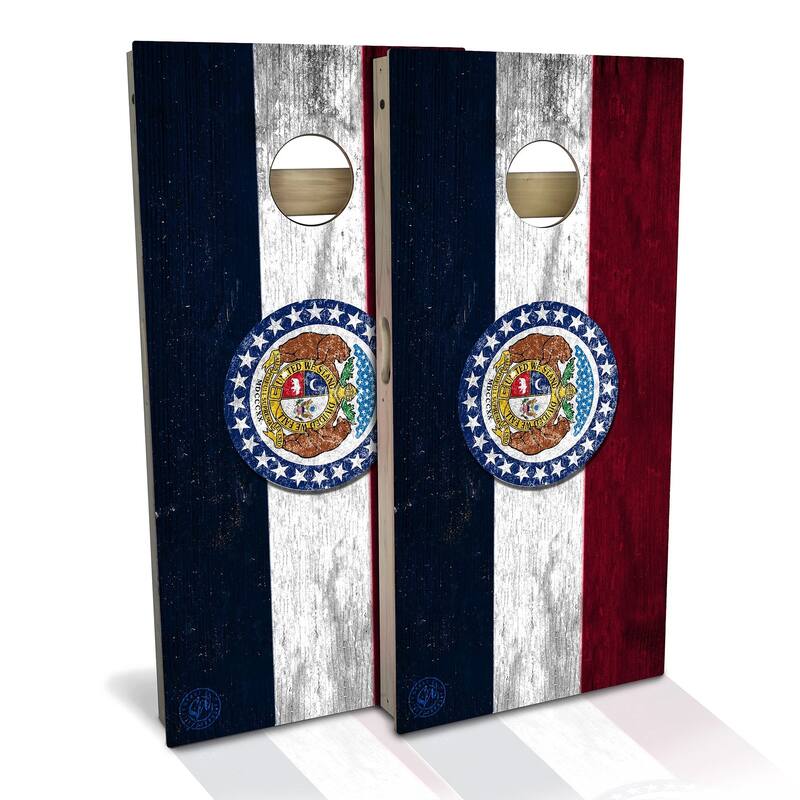 Missouri Flag Outdoor Cornhole Board Set - Backyard 2x4 - Include Carrying Case
