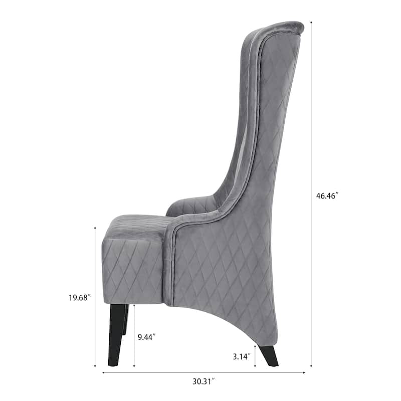 Gray Modern 23.03" High Back Upholstered Accent Chair with Solid Wood Frame