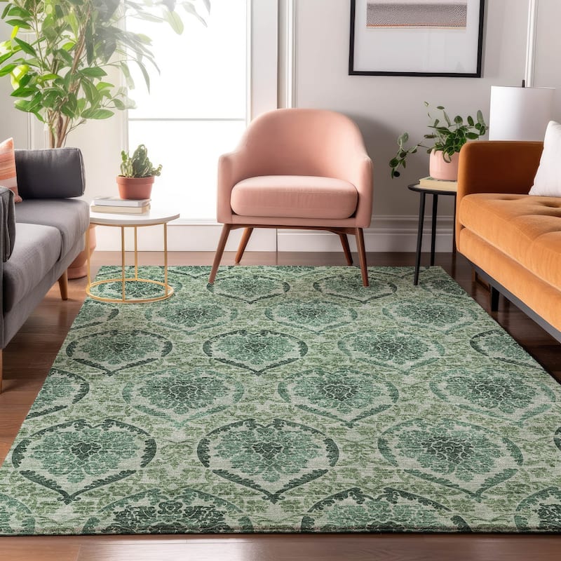 Premium Washable Super Soft Modern Damask Mayfield Rug - Fern - 8' x 10'
